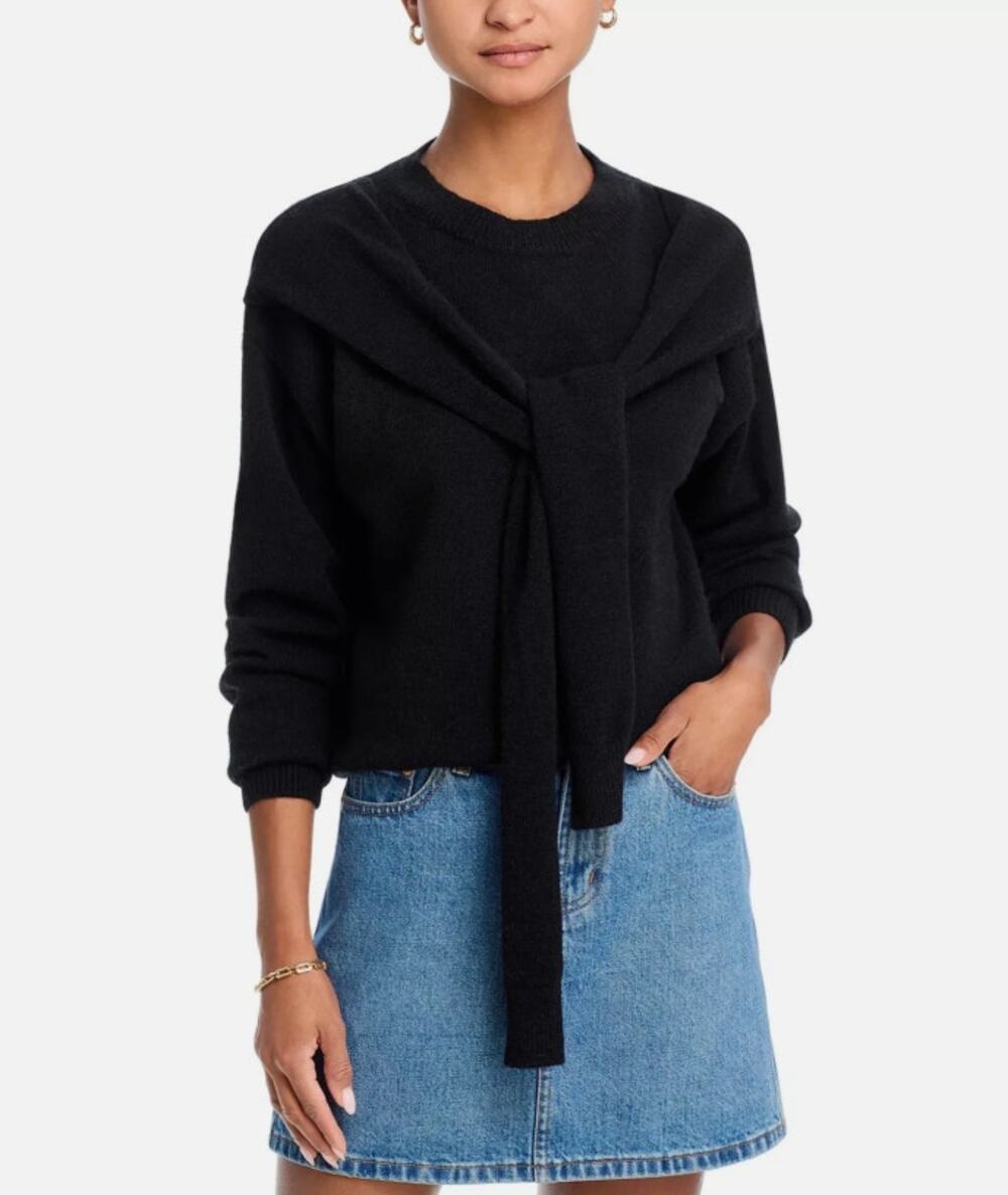 LINE & DOT WOMENS SIZE XSMALL DOUBLE LAYER SWEATER BLACK NEW